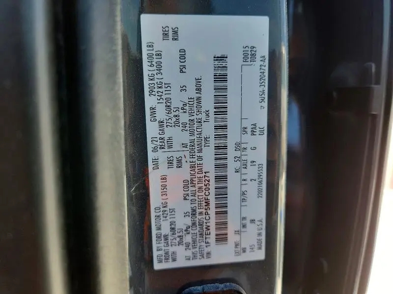 2021 FORD F150 SUPERCREW  