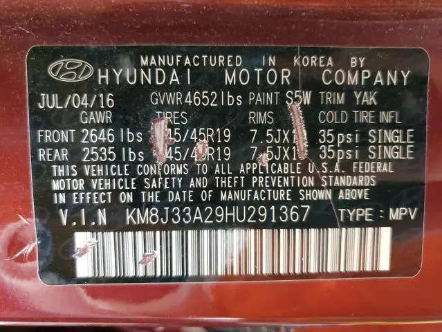 2017 HYUNDAI TUCSON LIMITED  