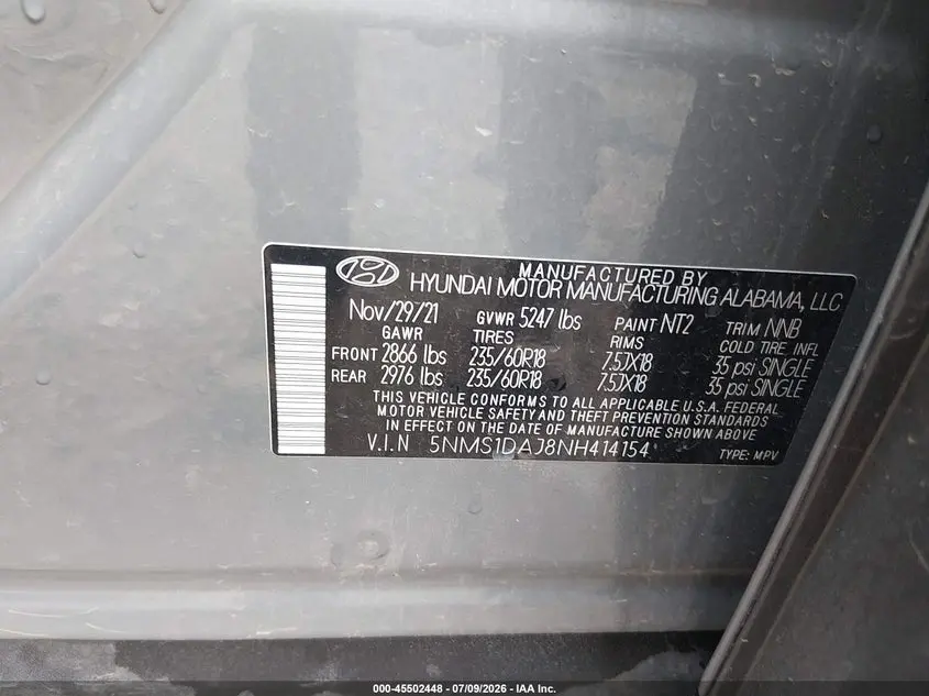 2022 HYUNDAI SANTA FE SE