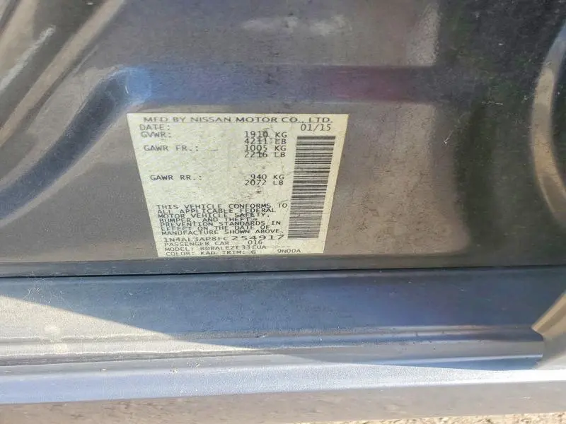 2015 NISSAN ALTIMA 2.5 S  