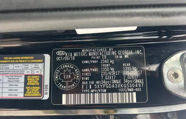 2019 KIA SORENTO L  