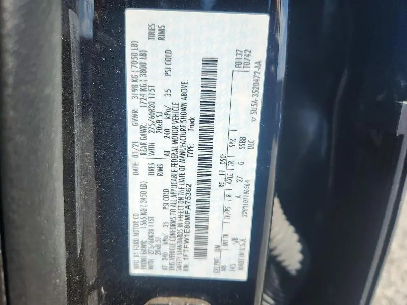 2021 FORD F150 SUPERCREW  