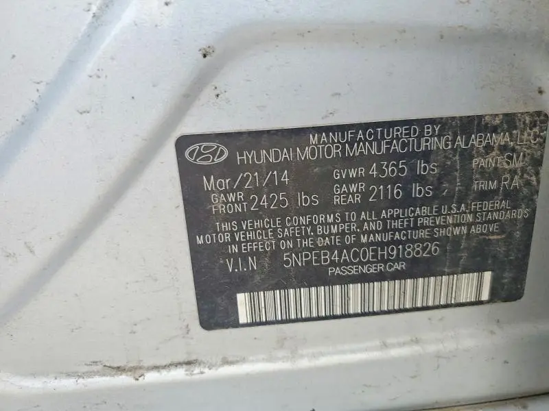 2014 HYUNDAI SONATA GLS  