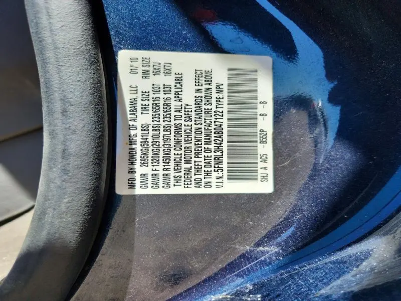 2010 HONDA ODYSSEY EX  