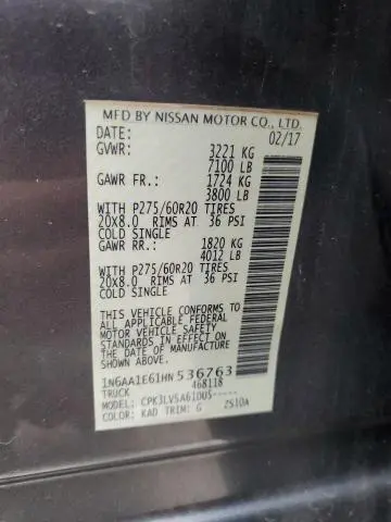 2017 NISSAN TITAN SV  