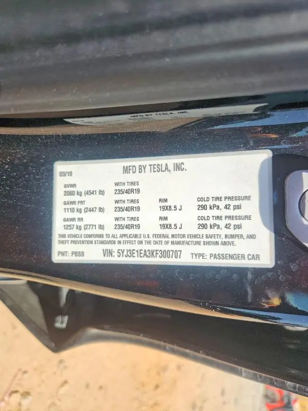 2019 TESLA MODEL 3   