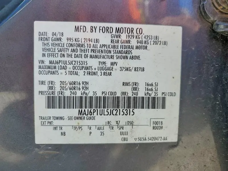 2018 FORD ECOSPORT SE  