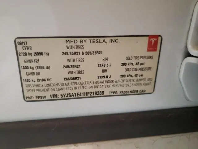 2017 TESLA MODEL S   