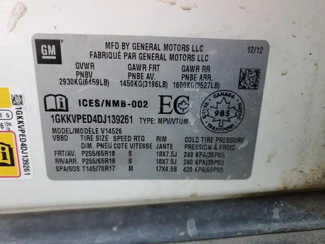 2013 GMC ACADIA SLE  