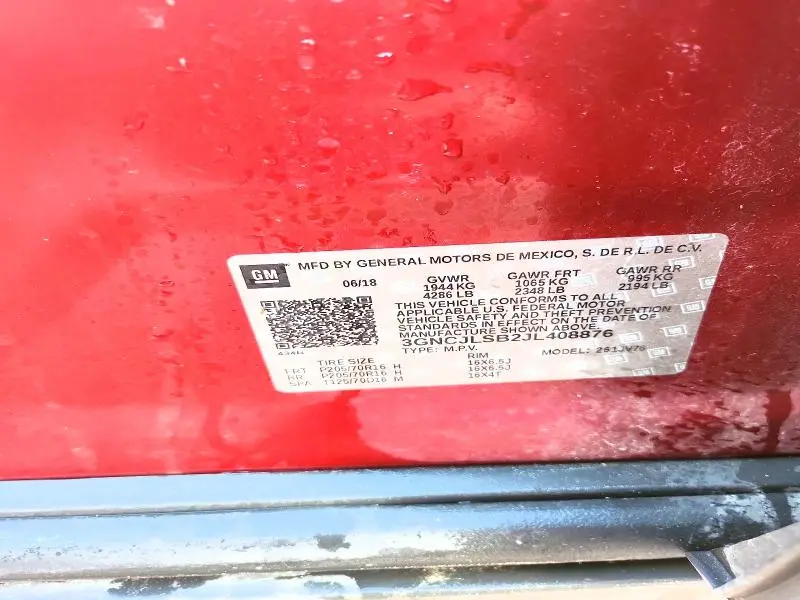 2018 CHEVROLET TRAX 1LT  