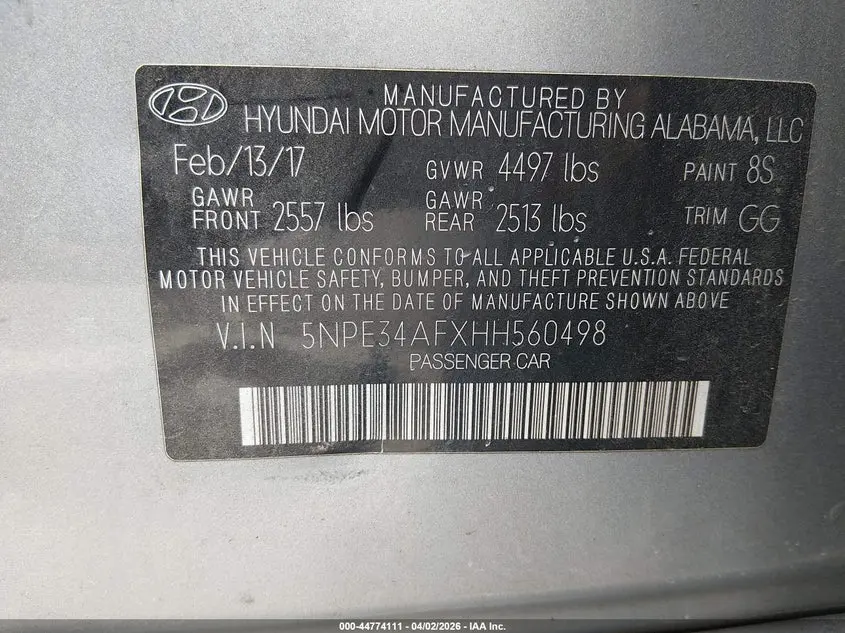 2017 HYUNDAI SONATA LIMITED
