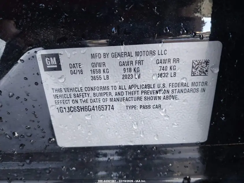2016 CHEVROLET SONIC LT AUTO