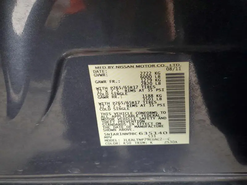 2011 NISSAN PATHFINDER S  