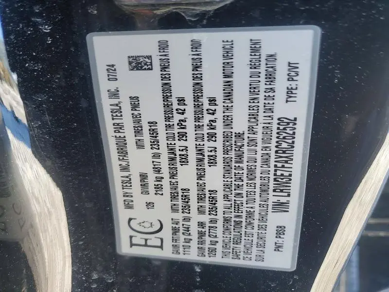 2024 TESLA MODEL 3   