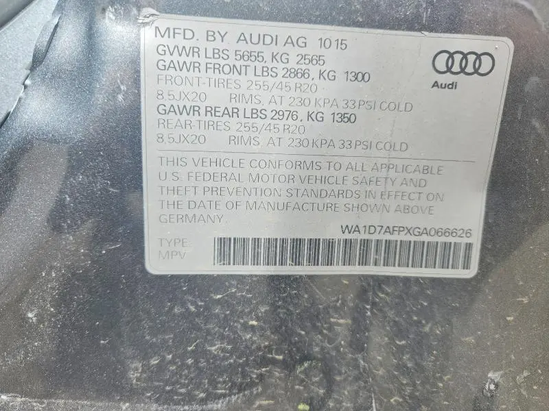 2016 AUDI Q5 PREMIUM PLUS S-LINE  