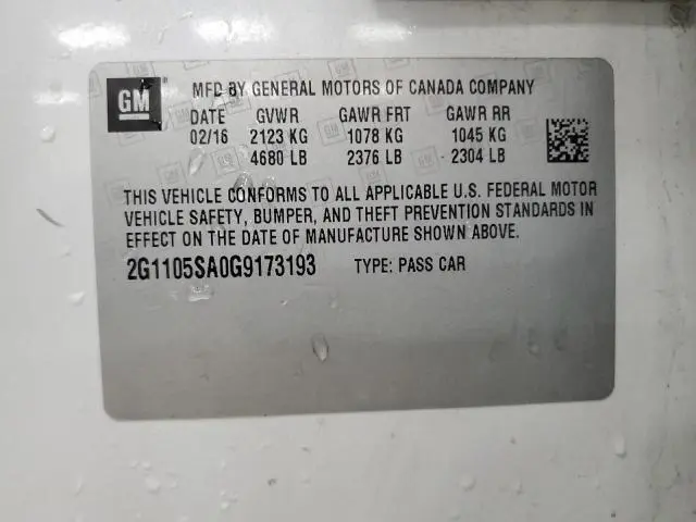 2016 CHEVROLET IMPALA LT  