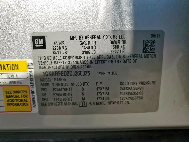 2013 CHEVROLET TRAVERSE LS  