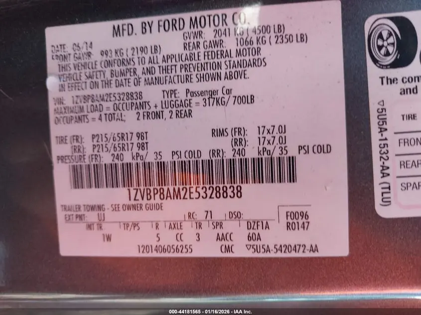 2014 FORD MUSTANG V6