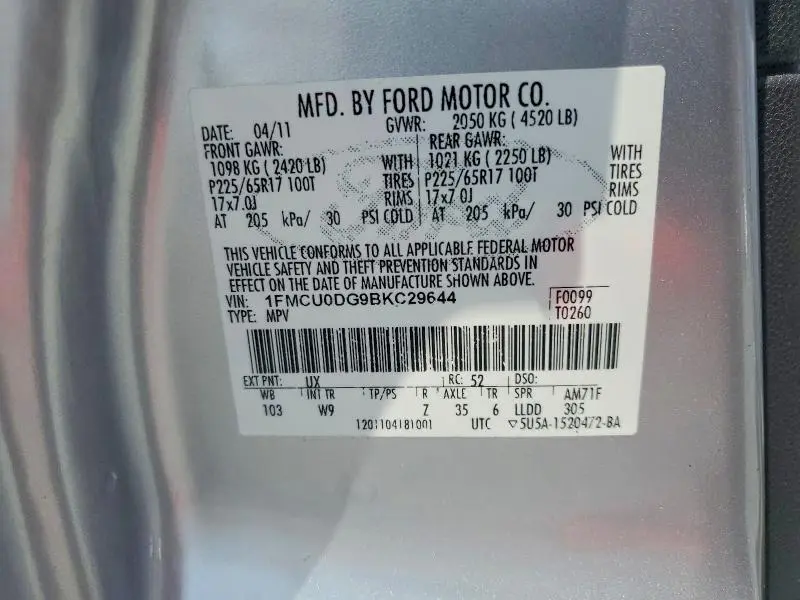2011 FORD ESCAPE XLT  