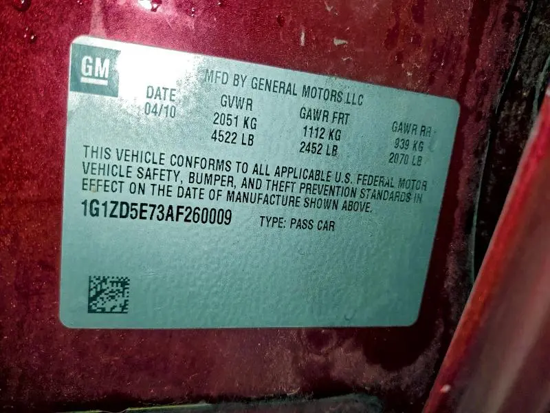 2010 CHEVROLET MALIBU 2LT  