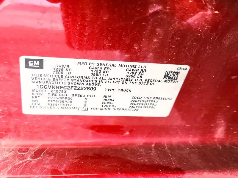 2015 CHEVROLET SILVERADO K1500 LT  