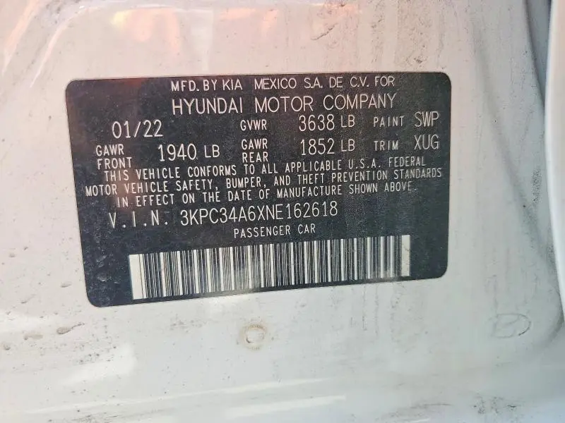 2022 HYUNDAI ACCENT LIMITED  