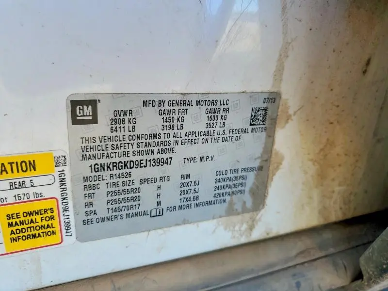 2014 CHEVROLET TRAVERSE LT  