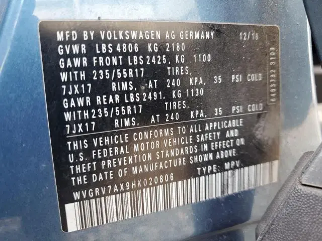 2017 VOLKSWAGEN TIGUAN WOLFSBURG  