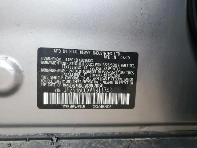 2010 SUBARU FORESTER 2.5X PREMIUM  