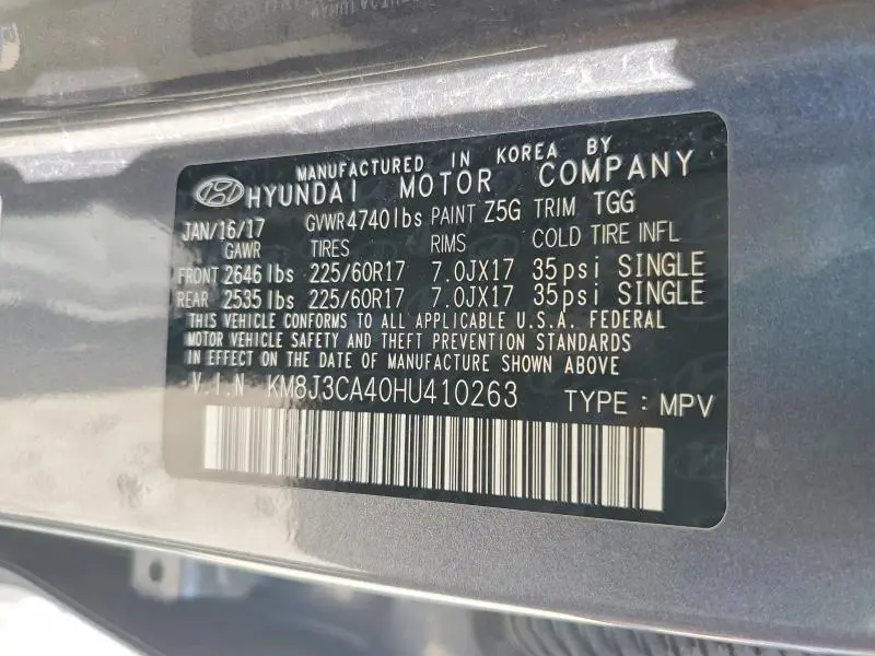 2017 HYUNDAI TUCSON SE  