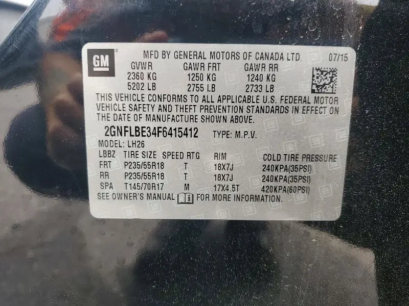 2015 CHEVROLET EQUINOX LT  