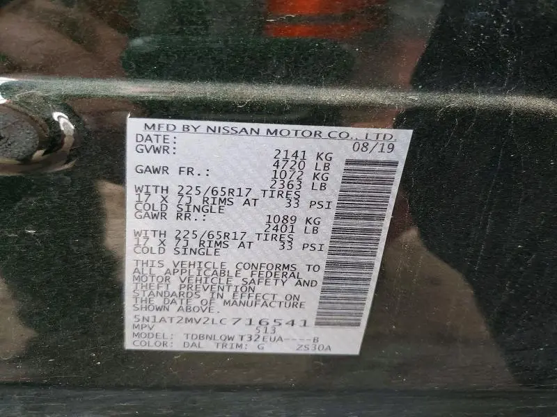 2020 NISSAN ROGUE SV  