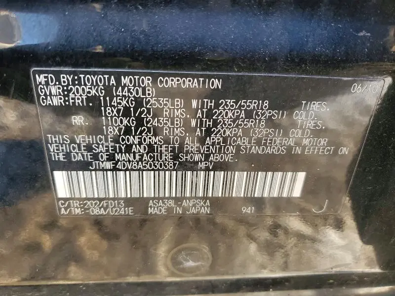 2010 TOYOTA RAV4 SPORT  