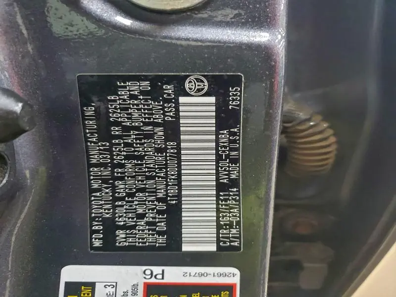 2013 TOYOTA CAMRY HYBRID  