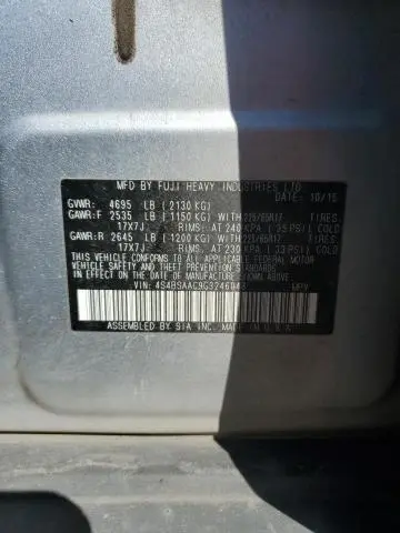 2016 SUBARU OUTBACK 2.5I  