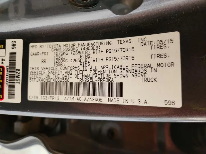 2015 TOYOTA TACOMA   