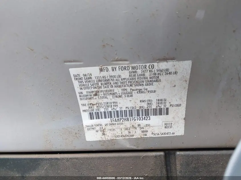 2015 FORD TAURUS SEL