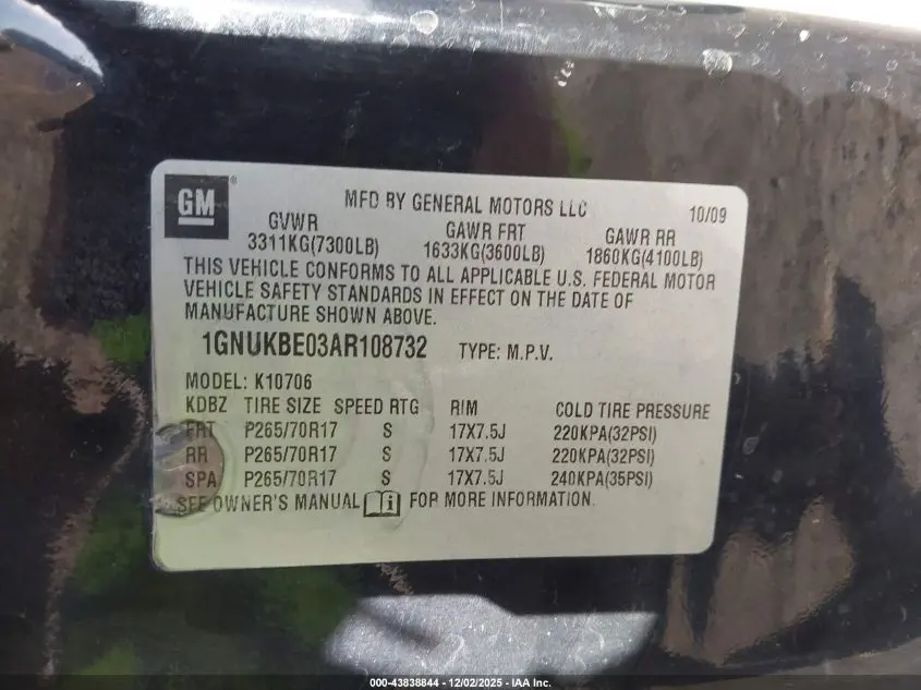 2010 CHEVROLET TAHOE LT