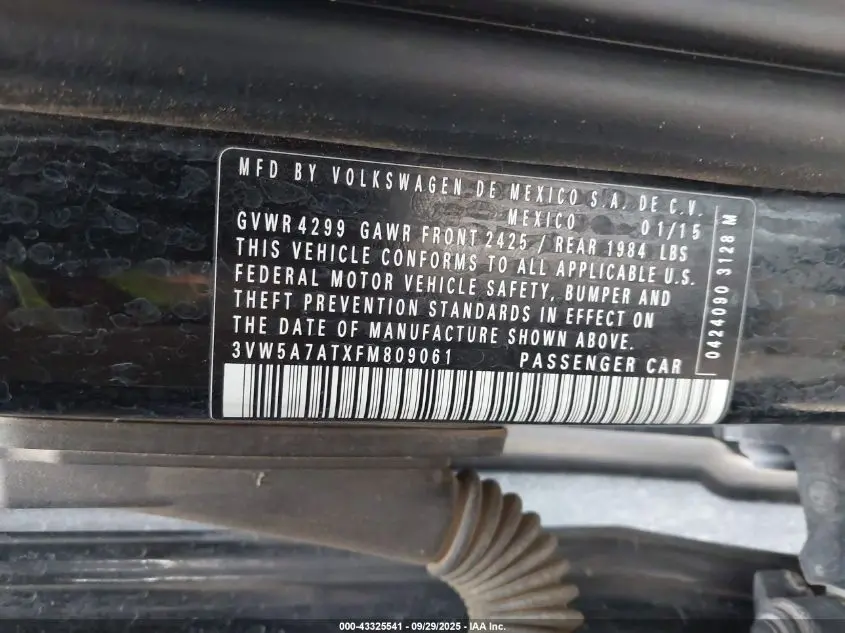 2015 VOLKSWAGEN BEETLE 2.0L TDI