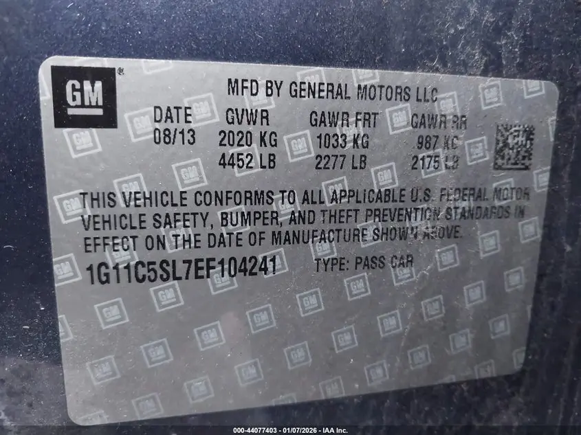 2014 CHEVROLET MALIBU 1LT