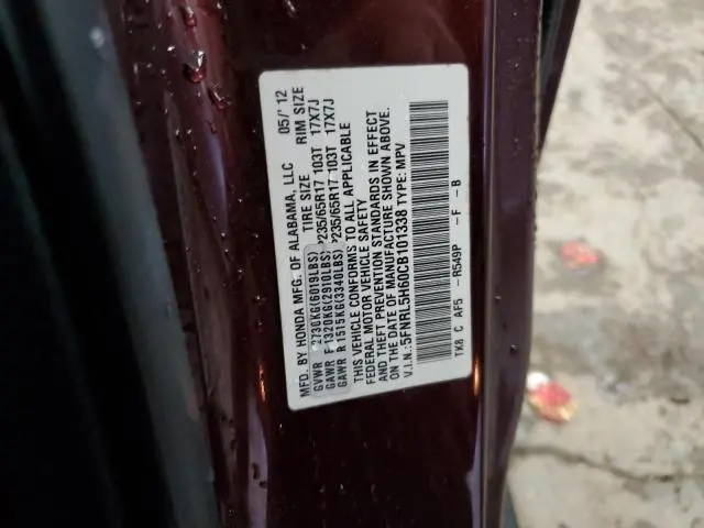2012 HONDA ODYSSEY EXL  