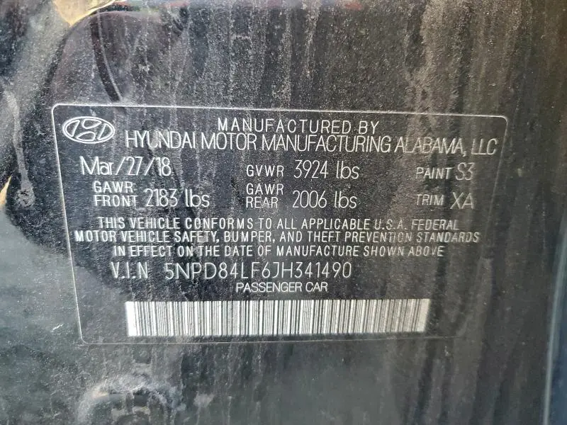 2018 HYUNDAI ELANTRA SEL  