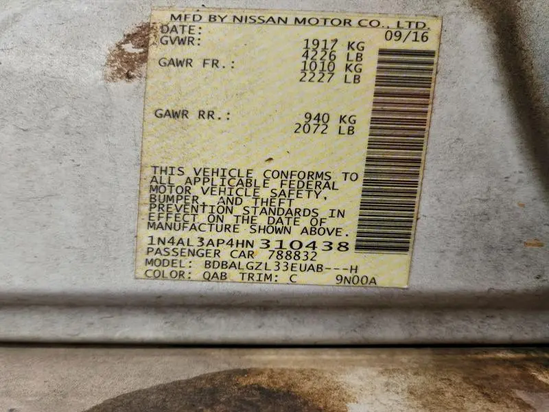 2017 NISSAN ALTIMA 2.5  