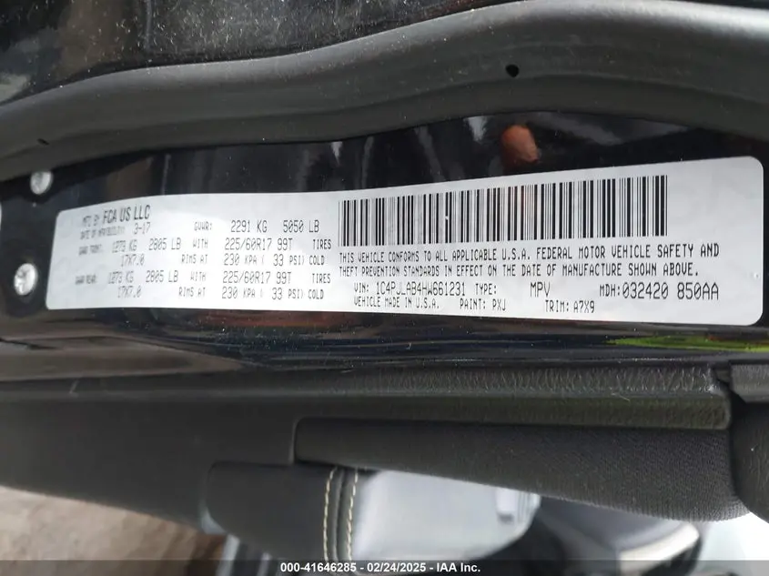 2017 JEEP CHEROKEE SPORT FWD