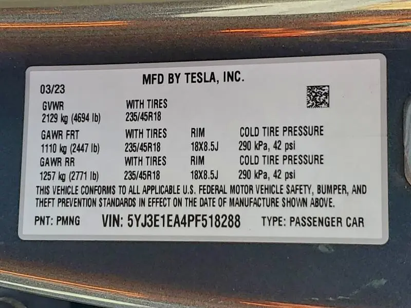 2023 TESLA MODEL 3   