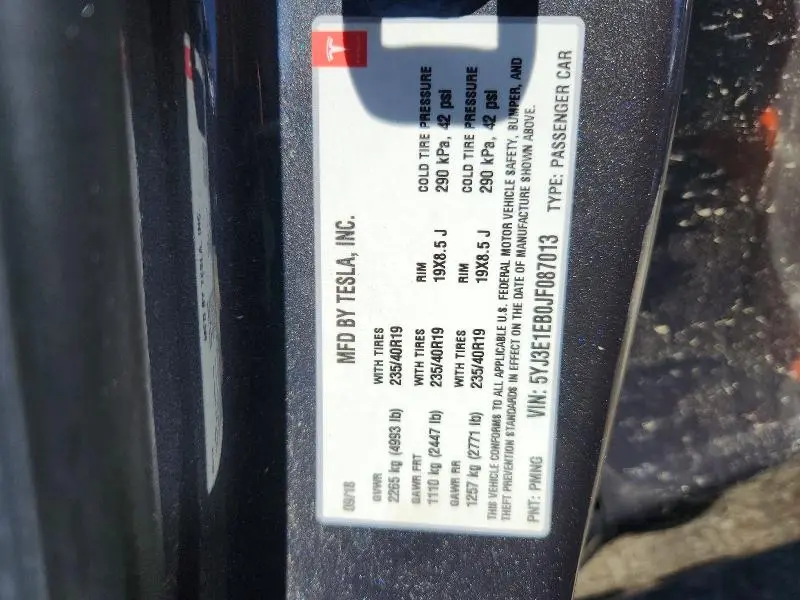 2018 TESLA MODEL 3   