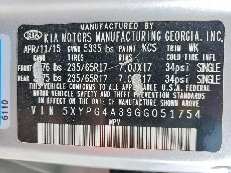2016 KIA SORENTO LX  