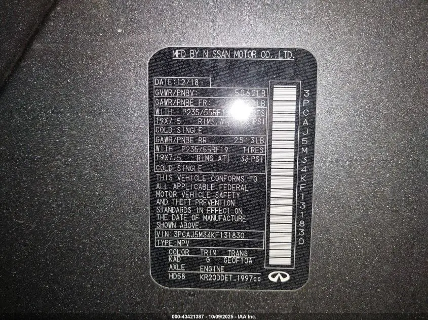 2019 INFINITI QX50 LUXE