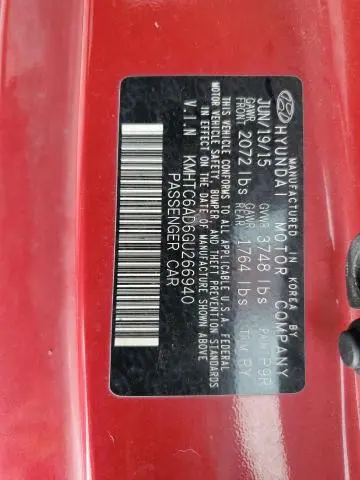 2016 HYUNDAI VELOSTER   