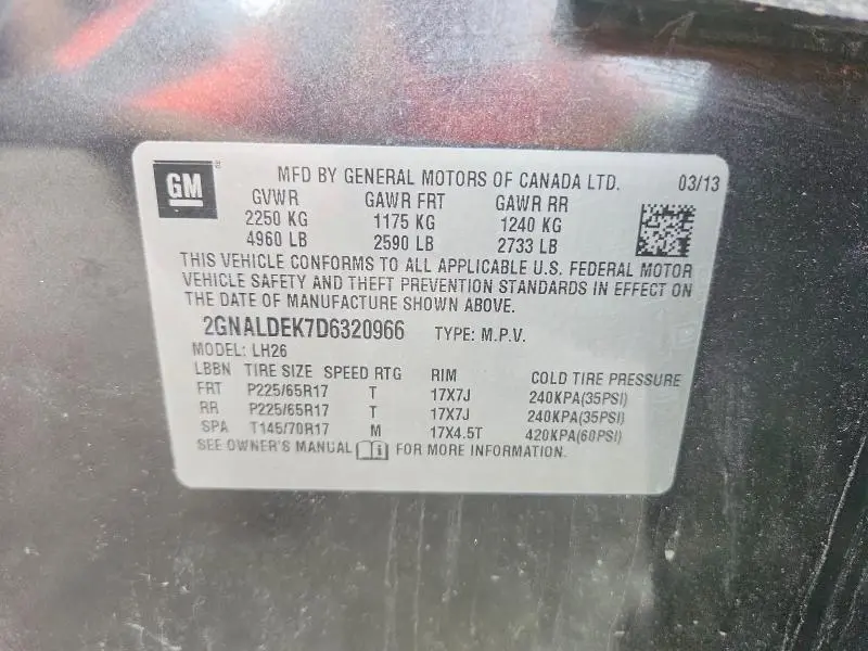 2013 CHEVROLET EQUINOX LT  